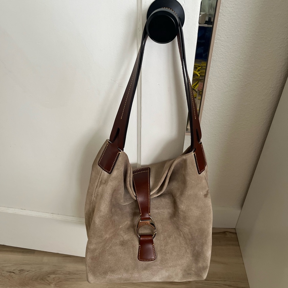 Dooney & Bourke Tan Suede Hobo Shoulder Bag